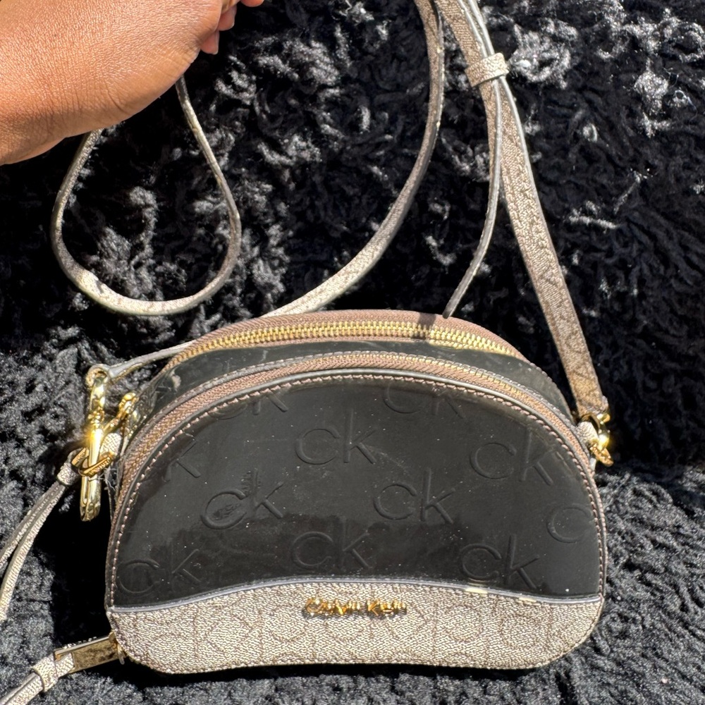 Calvin Klein Black Crossbody with Metallic Strap